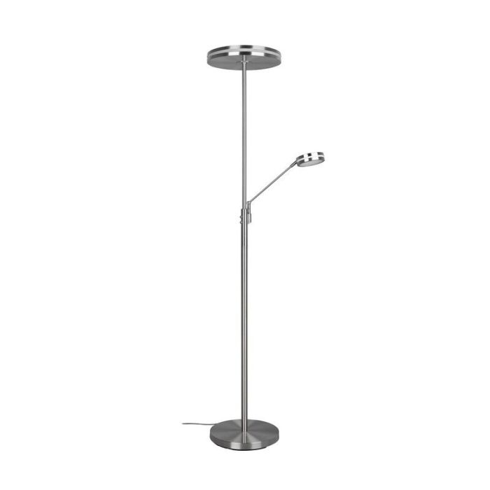 Nikkel læselampe gulv modern, Marjon, 35W, varm til kold hvid justerbar LED, med beröringsdimmer