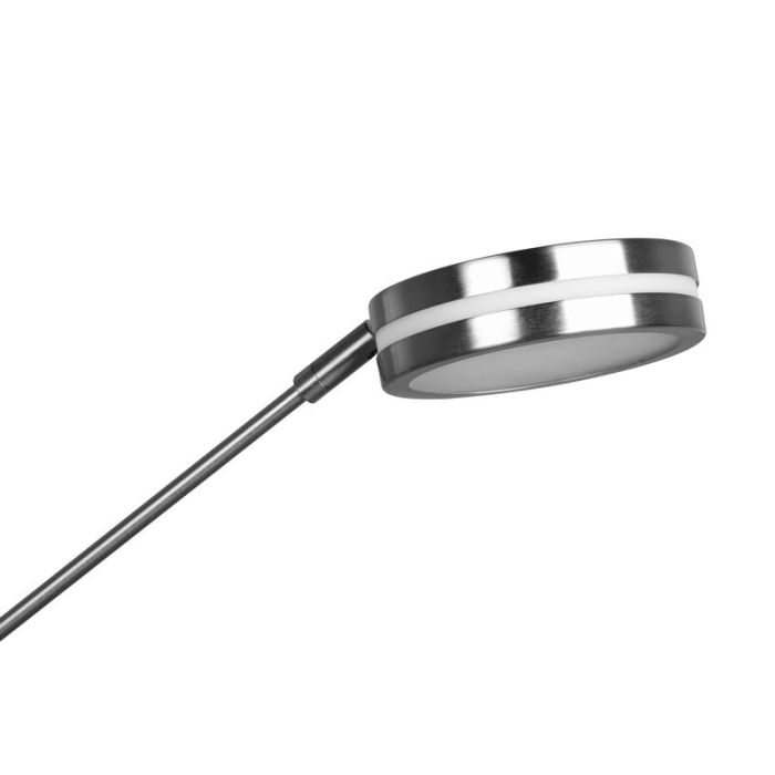 Nikkel læselampe gulv modern, Marjon, 35W, varm til kold hvid justerbar LED, med beröringsdimmer