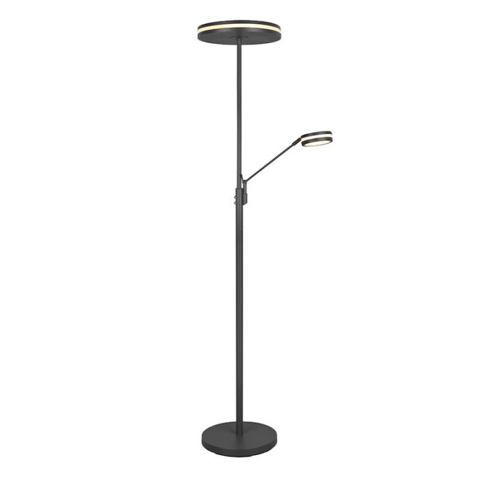 Antracit læselampe gulv modern, Marjon, 35W, varm til kold hvid justerbar LED, med beröringsdimmer