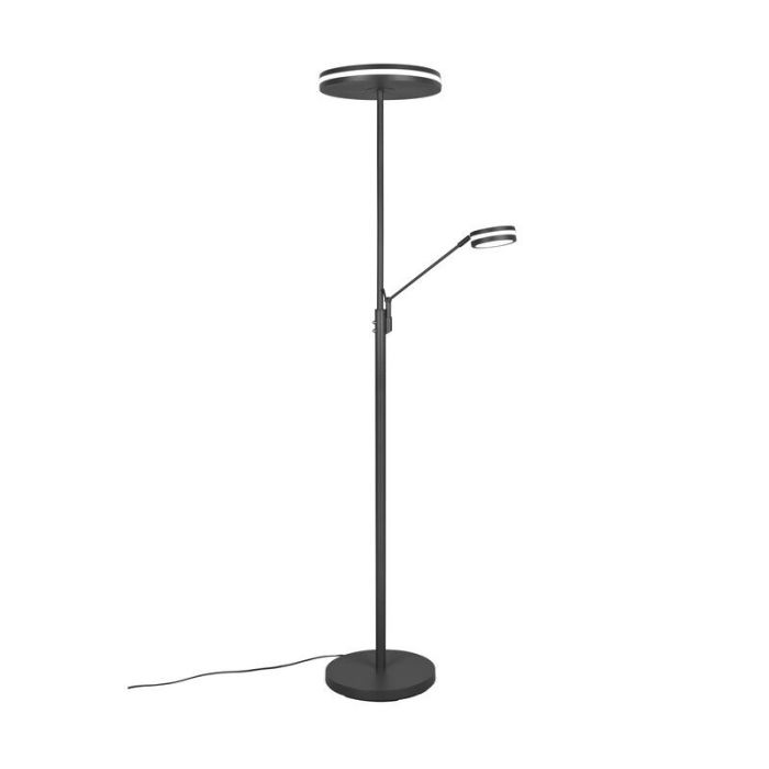 Antracit læselampe gulv modern, Marjon, 35W, varm til kold hvid justerbar LED, med beröringsdimmer