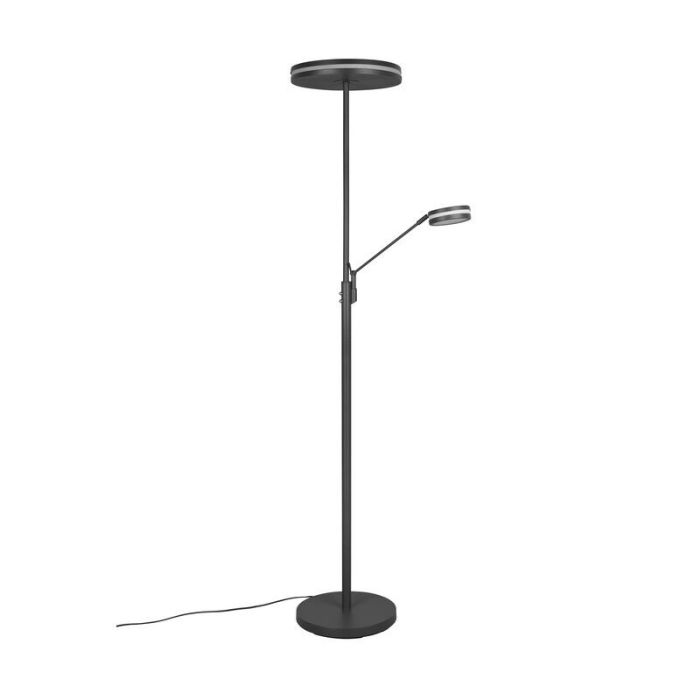 Antracit læselampe gulv modern, Marjon, 35W, varm til kold hvid justerbar LED, med beröringsdimmer
