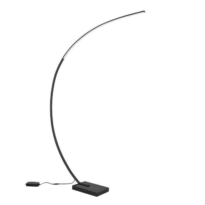 Sort gulvlampe bue modern, Yoel, 18W, 3000K LED, med brytare