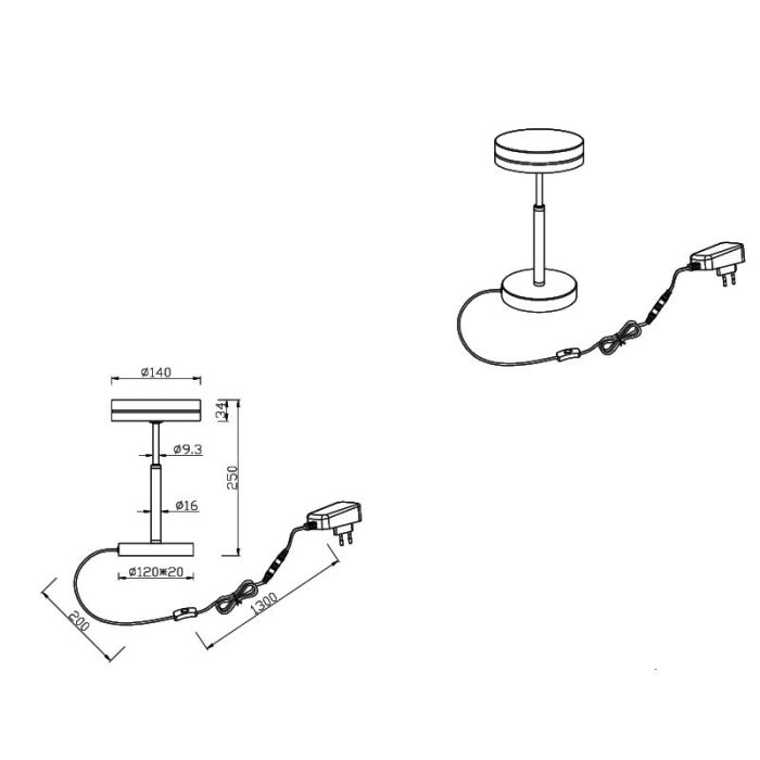 Antracit bordlampe modern, Marjon, 6W, 3000K LED, med brytare