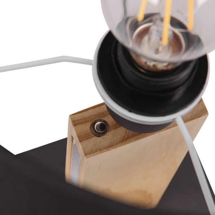 Sort bordlampe modern, Radia, med brytare