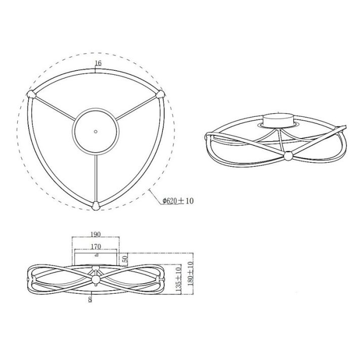 Nikkel plafond modern, Remy, 42W, 3000K LED