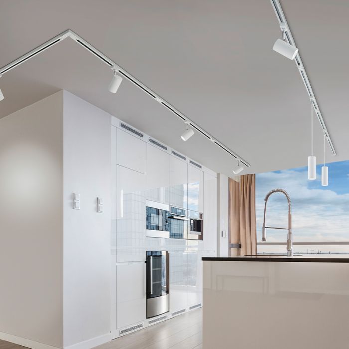 Hvid 2-faset skinnebelysning pendler lampe Ivar