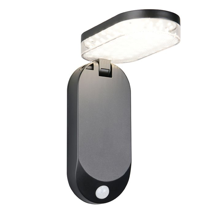 Sort udendørs væglampe solcelle modern, Laquisha, 3W, 4000K LED, IP44