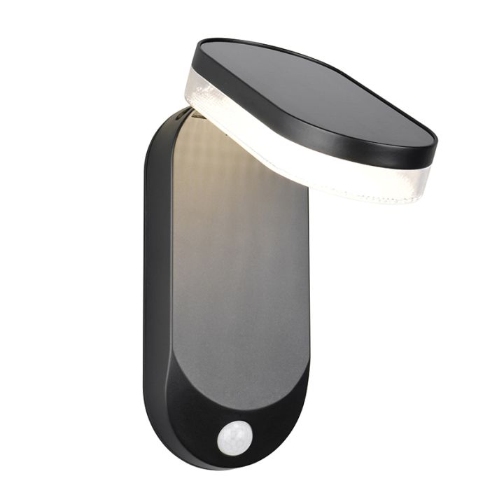 Sort udendørs væglampe solcelle modern, Laquisha, 3W, 4000K LED, IP44