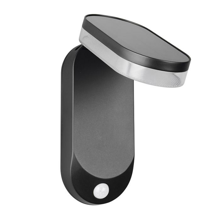 Sort udendørs væglampe solcelle modern, Laquisha, 3W, 4000K LED, IP44