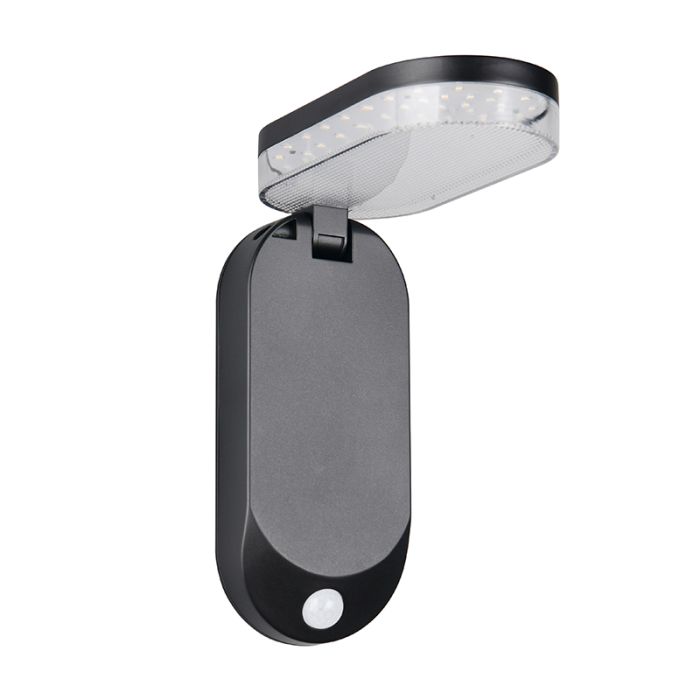 Sort udendørs væglampe solcelle modern, Laquisha, 3W, 4000K LED, IP44