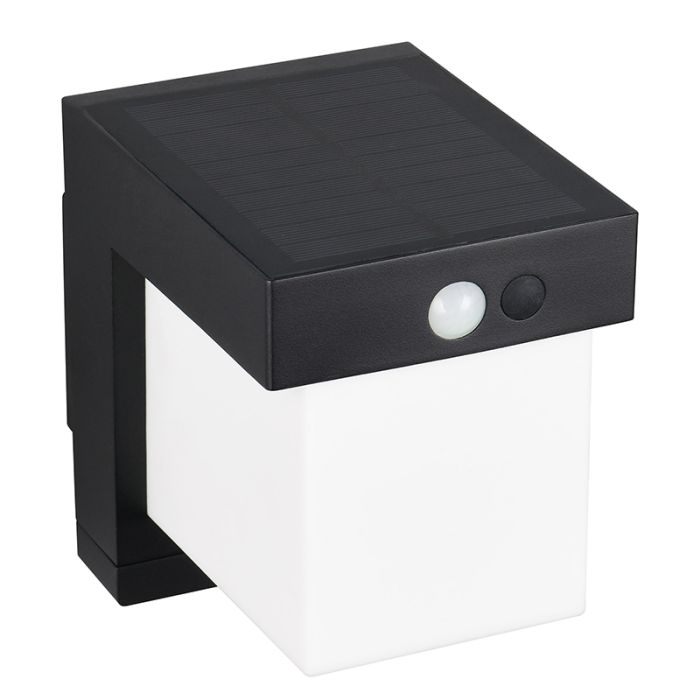 Sort udendørs væglampe solcelle modern, Kadija, 5,5W, 4000K LED, IP44