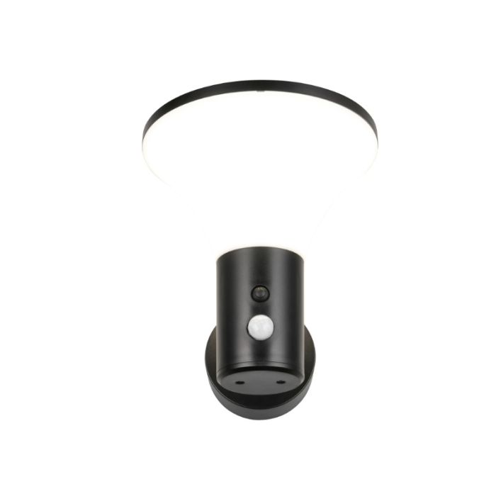 Sort udendørs væglampe solcelle modern, Nebahat, 3W, 4000K LED, IP44