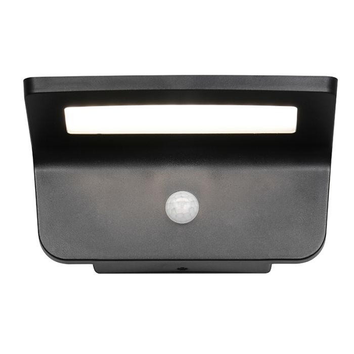 Sort udendørs væglampe solcelle modern, Mukaddes, 8W, 4000K LED, IP44