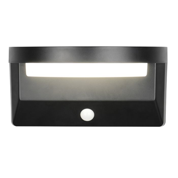 Sort udendørs væglampe solcelle modern, Neelam, 8W, 4000K LED, IP44