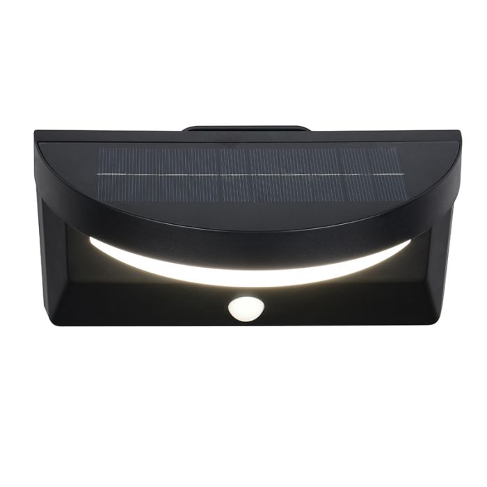 Sort udendørs væglampe solcelle modern, Neelam, 8W, 4000K LED, IP44