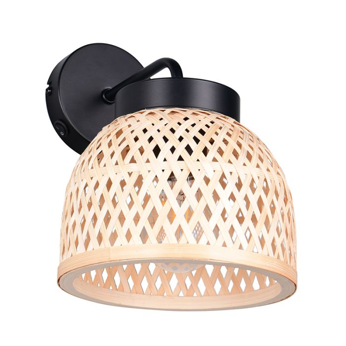 Rattan væglampe brun, Laut, med brytare