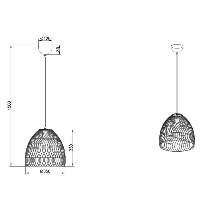 Rattan pendler lampe brun, Symon