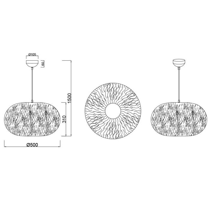 Beige pendler lampe stof, Vijay