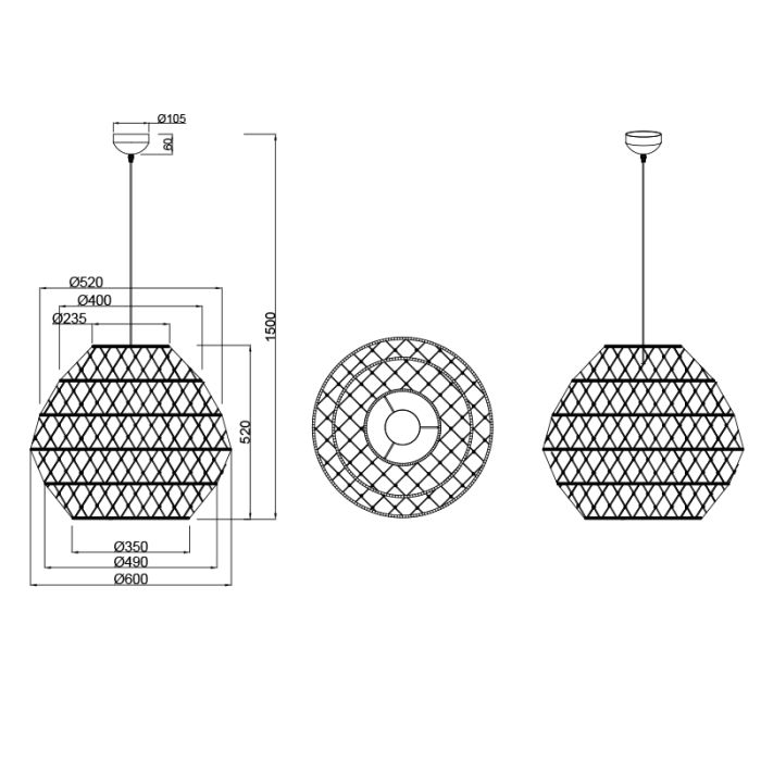 Brun pendler lampe rustik, Liduina