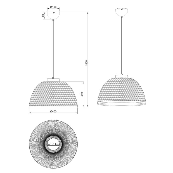 Rattan pendler lampe brun, Laut