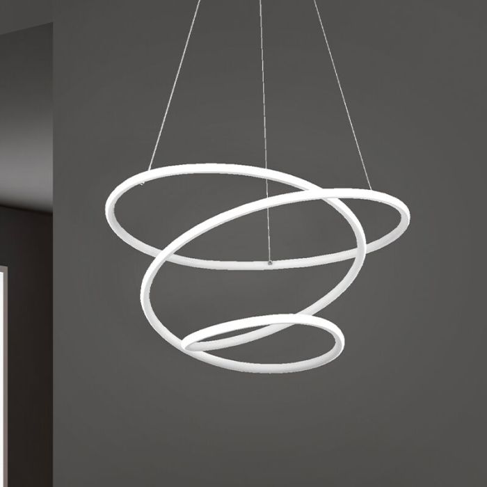 Hvid pendel lampe spisebord design, Marell, 36W, 4000K LED, 3 trins lysdæmper