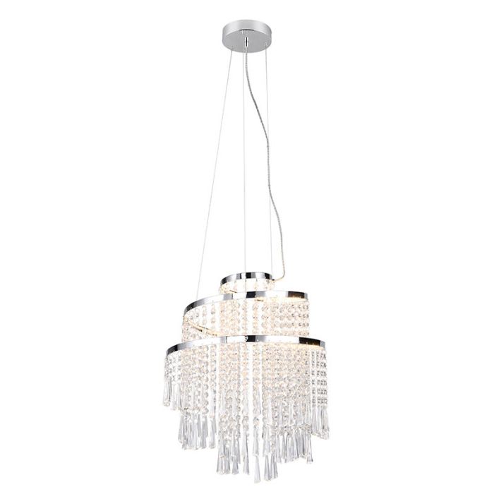 Krom lysekrone design, Sjon, 30W, varm til kold hvid justerbar LED, 3 trins lysdæmper