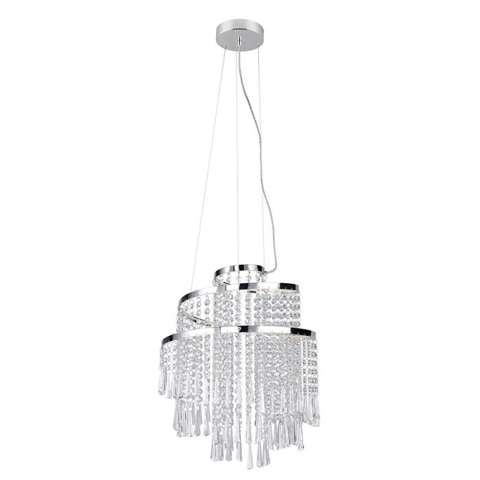 Krom lysekrone design, Sjon, 30W, varm til kold hvid justerbar LED, 3 trins lysdæmper