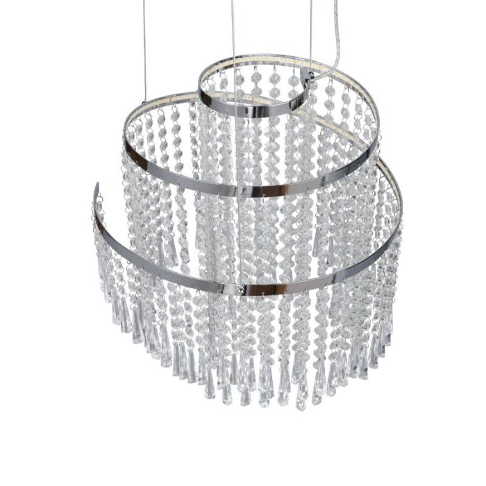 Krom lysekrone design, Sjon, 30W, varm til kold hvid justerbar LED, 3 trins lysdæmper