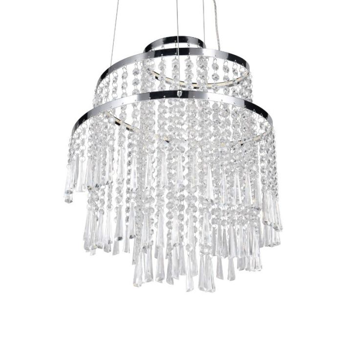 Krom lysekrone design, Sjon, 30W, varm til kold hvid justerbar LED, 3 trins lysdæmper