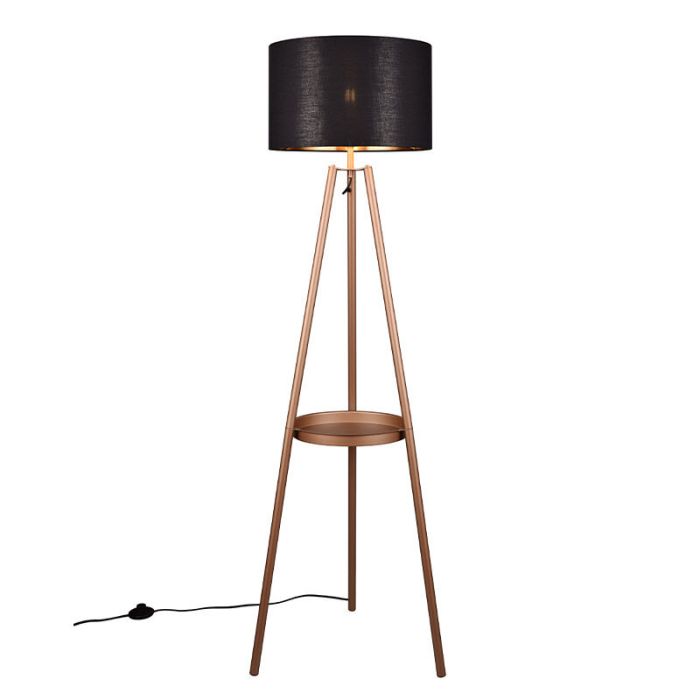 Brun trebenet gulvlampe modern, Wendel, med brytare