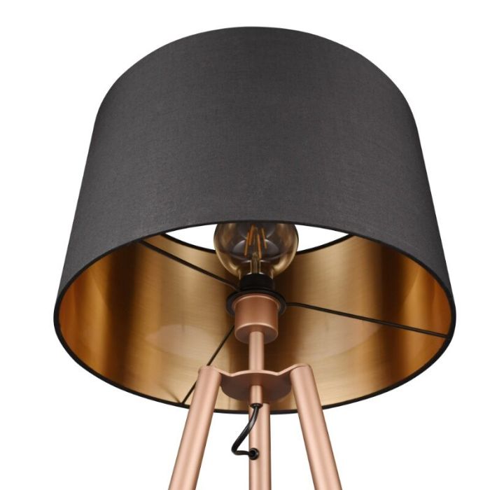 Brun trebenet gulvlampe modern, Wendel, med brytare