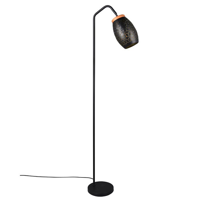 Sort gulv lampe modern, Delana, med brytare