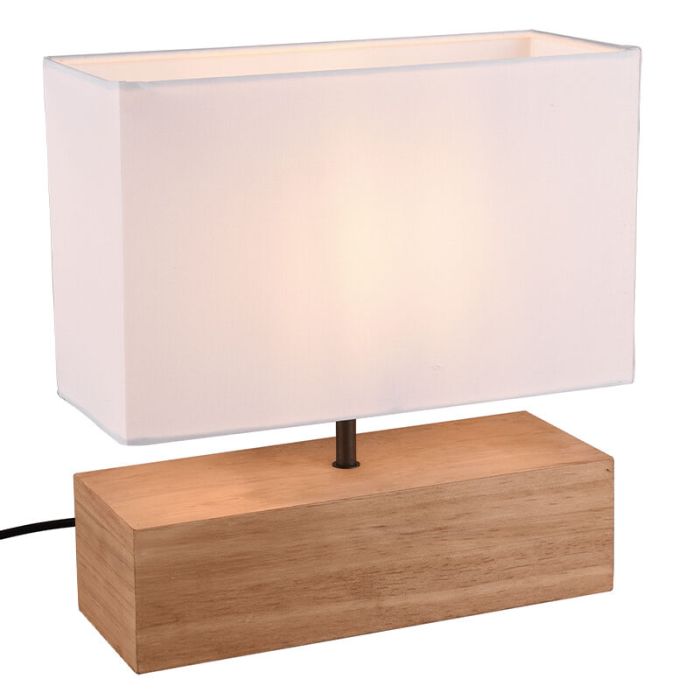 Træ bordlampe brun, Job, med brytare