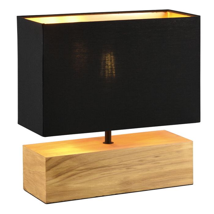Træ bordlampe brun, Job, med brytare