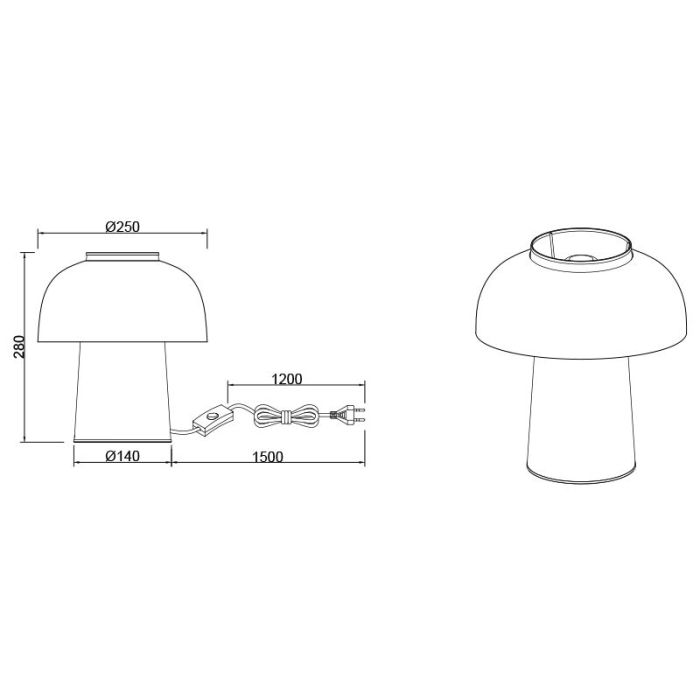 Sort bordlampe industri, Sylvano, med brytare