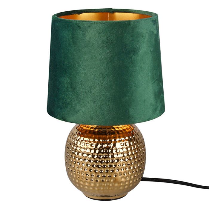 Keramik bordlampe guld, Jorre, med brytare
