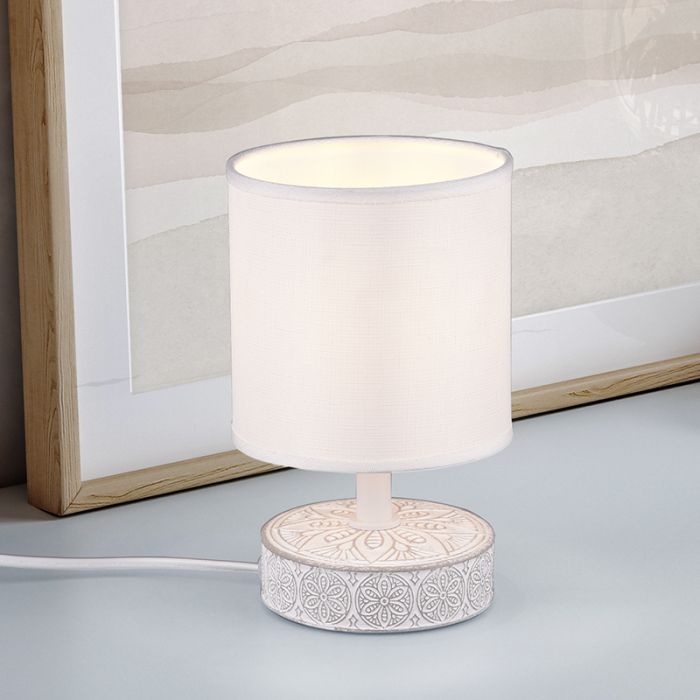 Keramik bordlampe hvid, Lola, med brytare