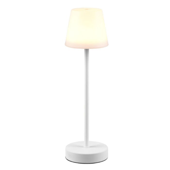 Hvid genopladelige bordlampe plast, Suman, 2W, varm til kold hvid justerbar LED, IP44, med beröringsdimmer