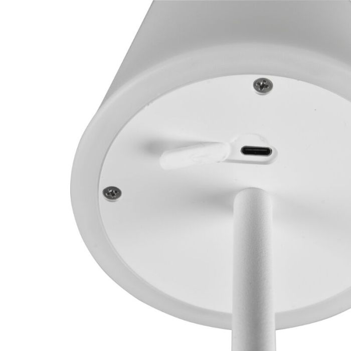 Hvid genopladelige bordlampe plast, Suman, 2W, varm til kold hvid justerbar LED, IP44, med beröringsdimmer