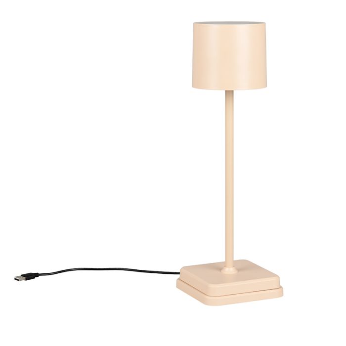 Brun genopladelige udendørs bordlampe modern, Lakisha, 1,5W, white switch LED, IP54, med beröringsdimmer