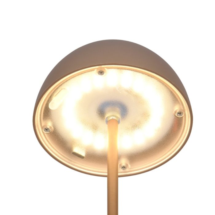 Brun genopladelige bordlampe plast, Mikhail, 2W, 3000K LED, IP44, med beröringsdimmer