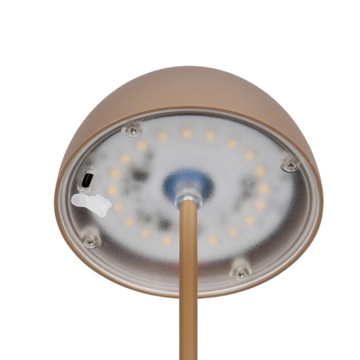 Brun genopladelige bordlampe plast, Mikhail, 2W, 3000K LED, IP44, med beröringsdimmer