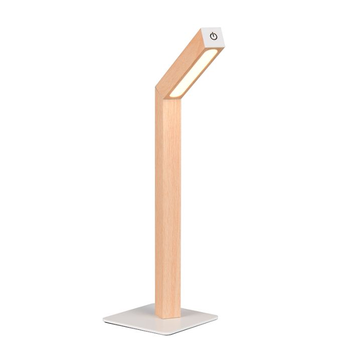 Modern genopladelige bordlampe træ, Reijer, 2W, 3000K LED, med beröringsdimmer
