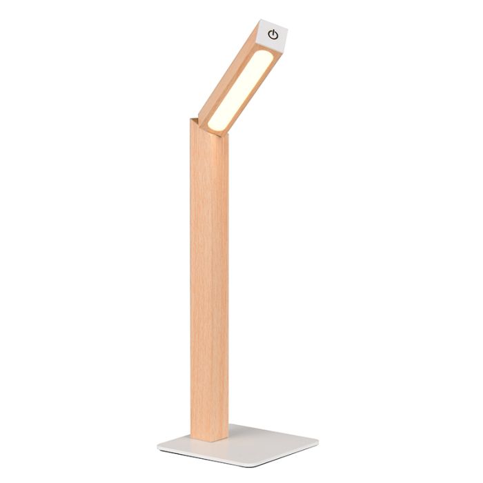 Modern genopladelige bordlampe træ, Reijer, 2W, 3000K LED, med beröringsdimmer