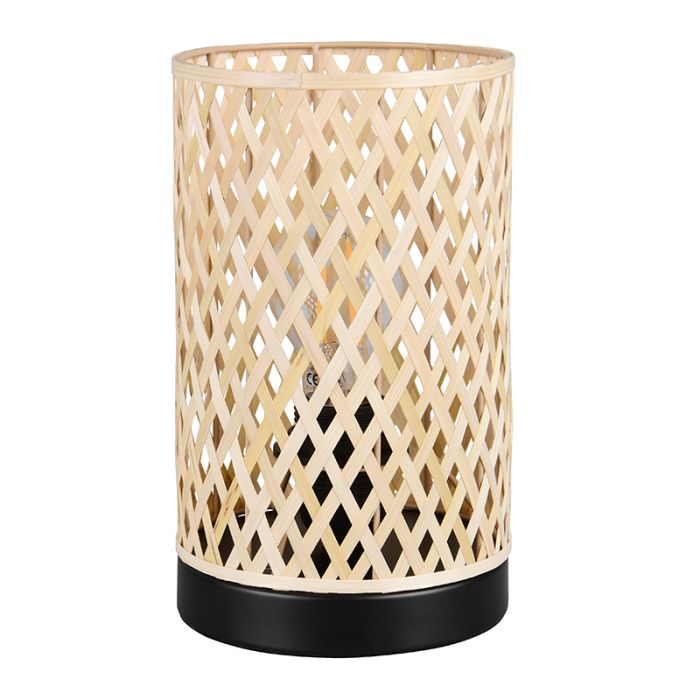 Rattan bordlampe brun, Laut, med brytare