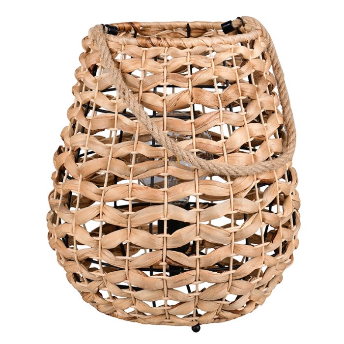 Rattan bordlampe brun, Lycke, med brytare