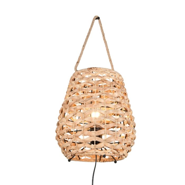 Rattan bordlampe brun, Lycke, med brytare