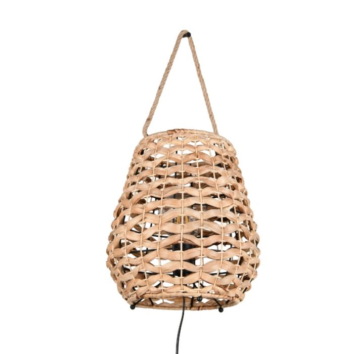 Rattan bordlampe brun, Lycke, med brytare