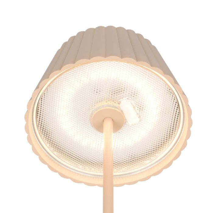 Brun genopladelige udendørs bordlampe modern, Reshma, 1,5W, 3000K LED, IP44, med beröringsdimmer