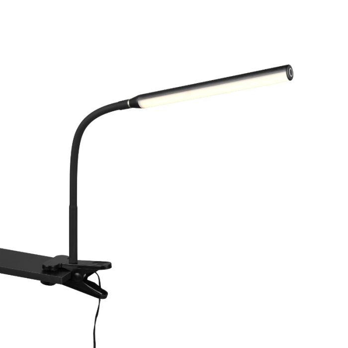 Sort klemmelampe modern, Rommert, 5W, varm til kold hvid justerbar LED, med beröringsdimmer